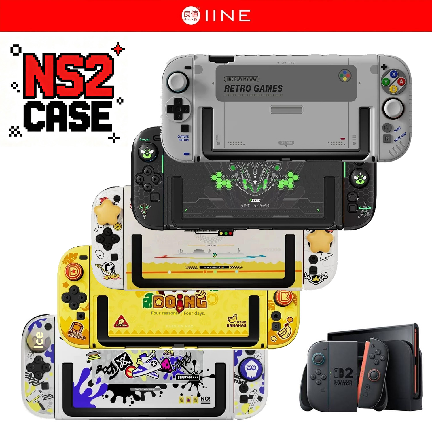 Gaming Console Handle - Funda protectora retro IINE para Switch